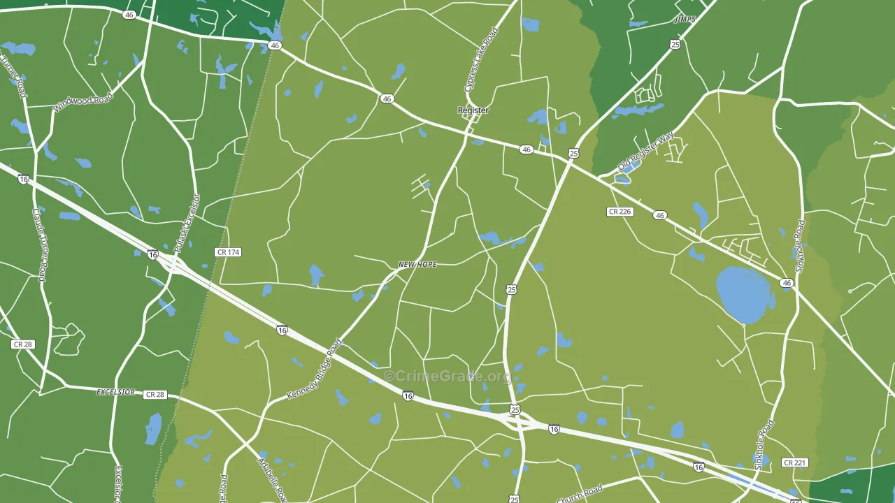 Register, GA Map of Vehicle Theft Rates