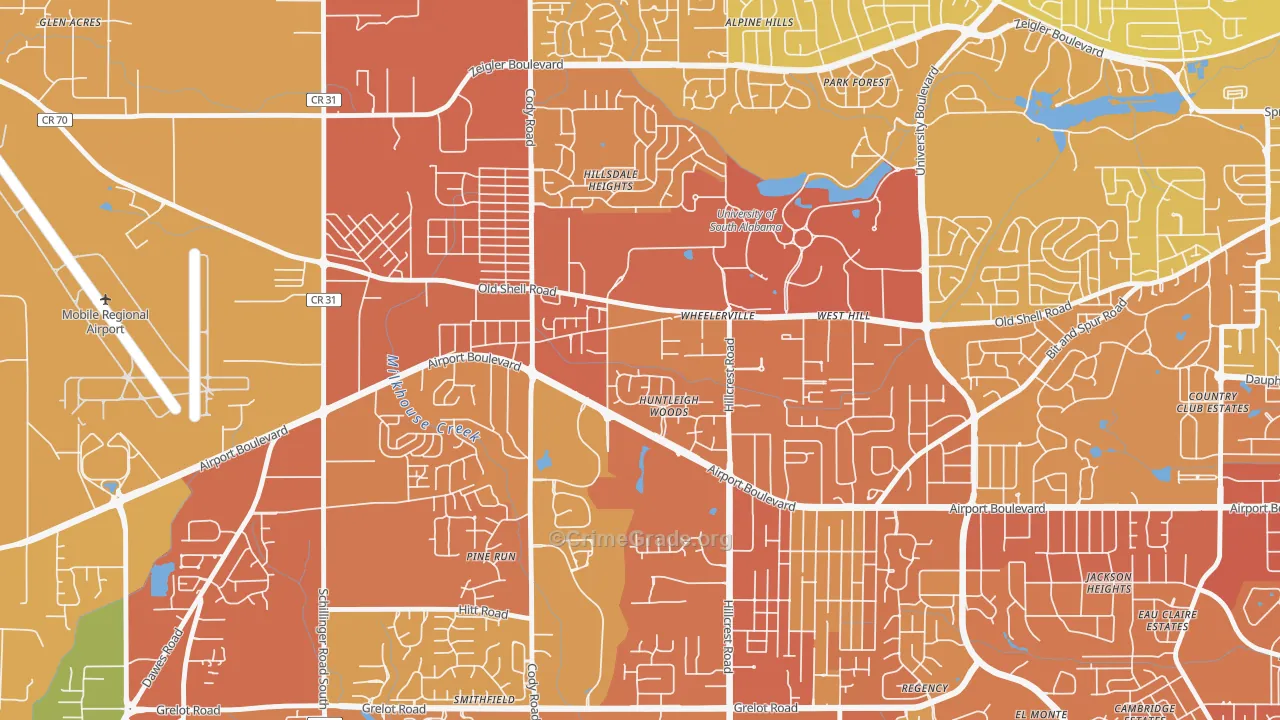 Reichlieu, Mobile, AL Map of Vehicle Theft Rates