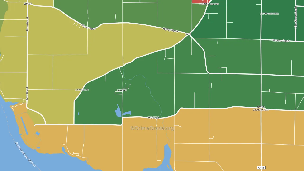 Reid, AL Map of Vehicle Theft Rates