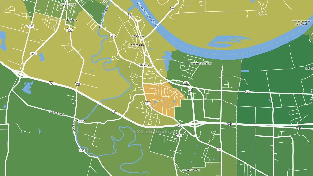 Reidland, KY Map of Vehicle Theft Rates
