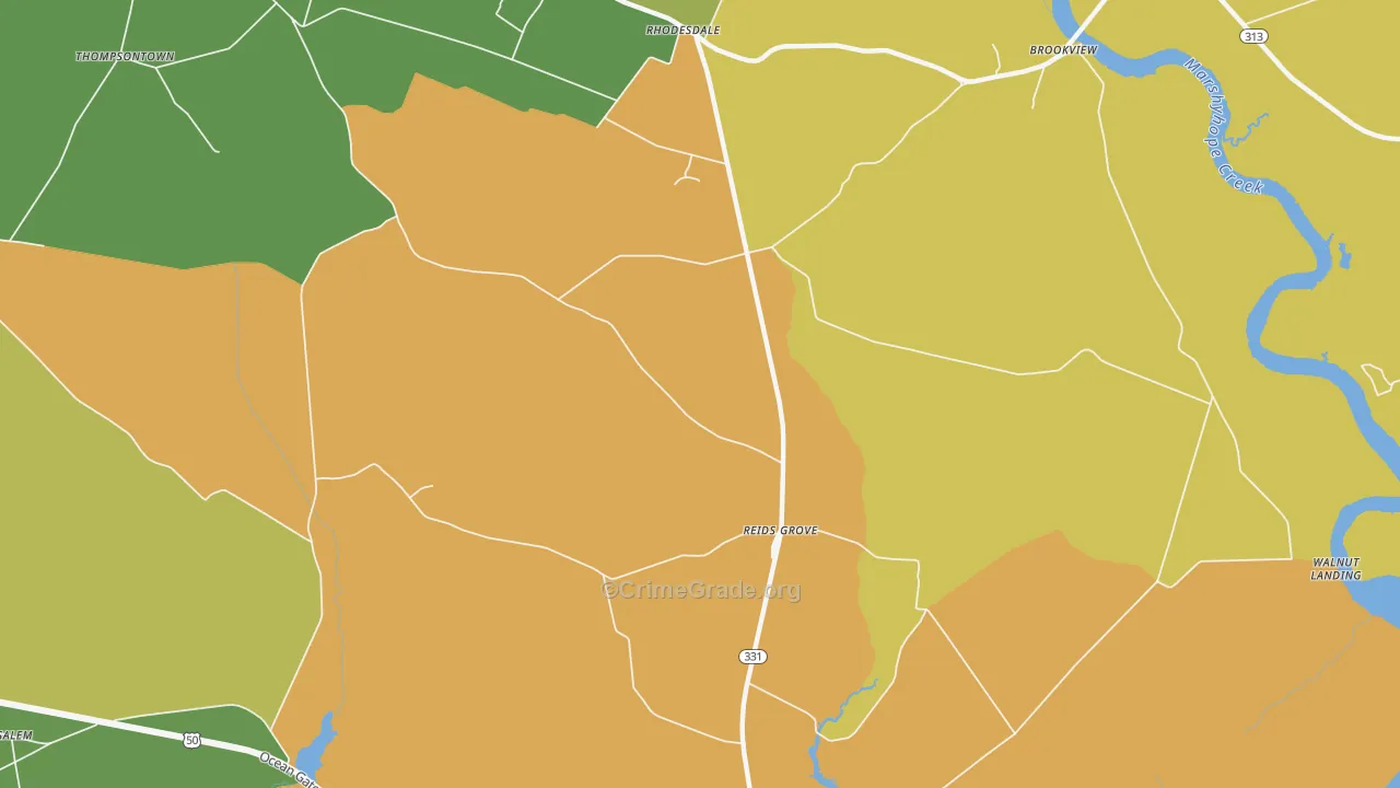 Reids Grove, MD Map of Vehicle Theft Rates