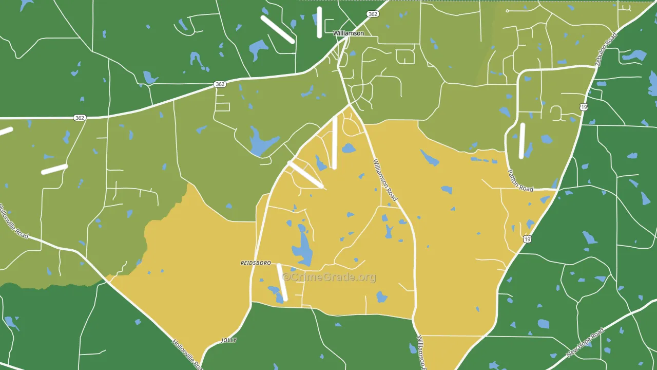 Reidsboro, GA Map of Vehicle Theft Rates