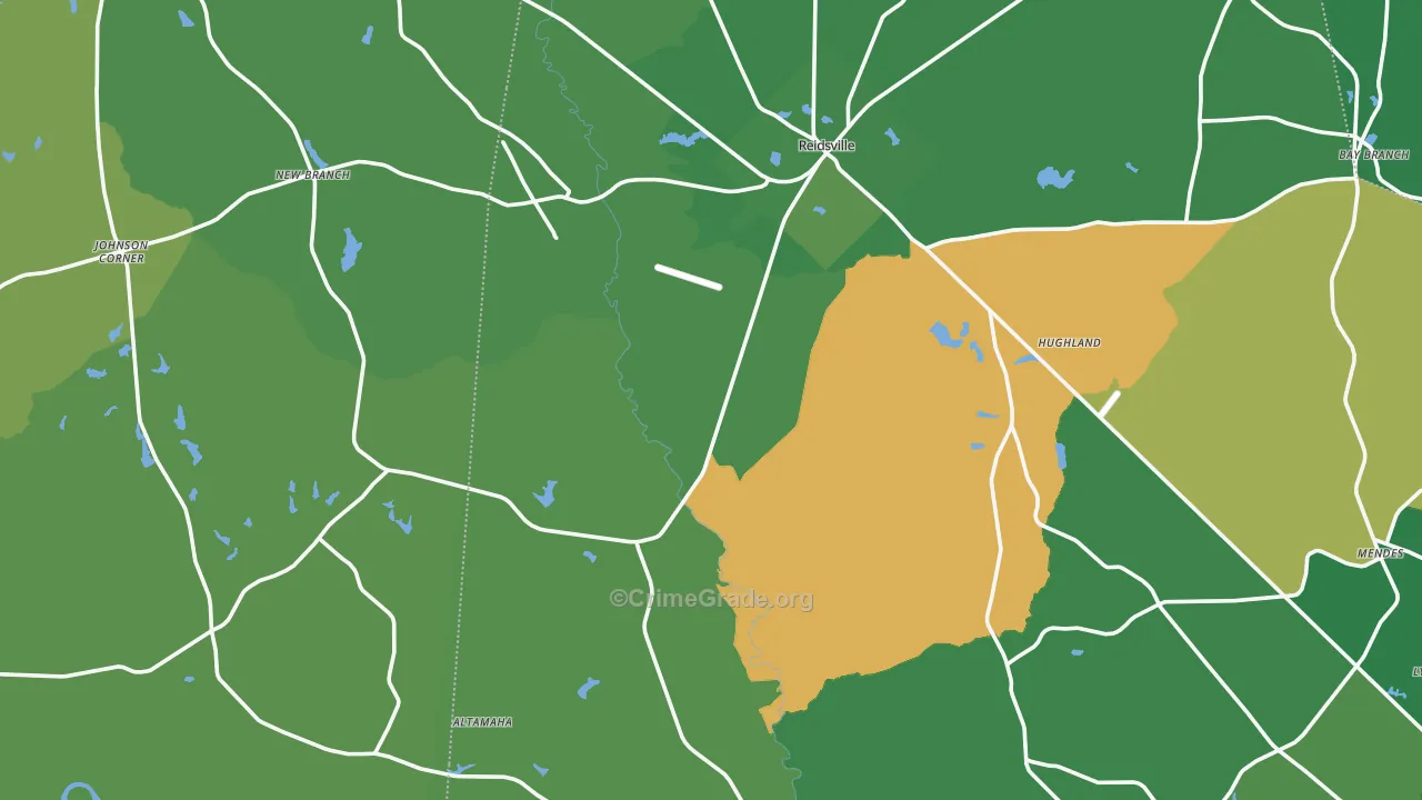 Reidsville, GA Map of Vehicle Theft Rates