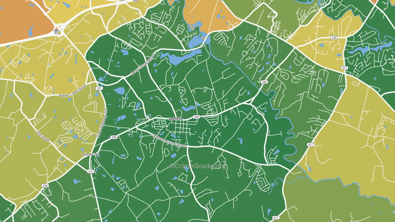 Reidville, SC Map of Vehicle Theft Rates