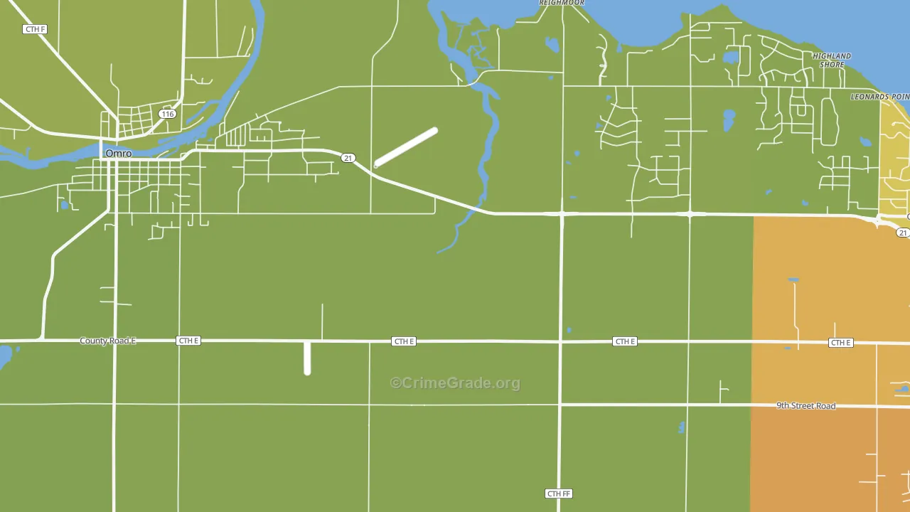 Reighmoor, WI Map of Vehicle Theft Rates