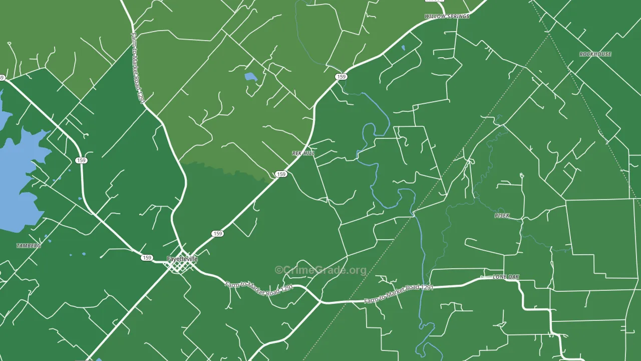 Rek Hill, TX Map of Vehicle Theft Rates