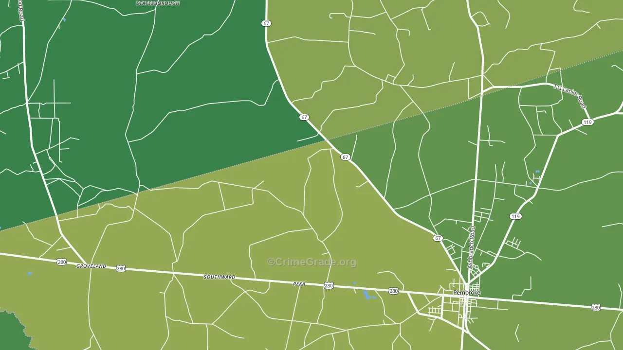 Reka, GA Map of Vehicle Theft Rates