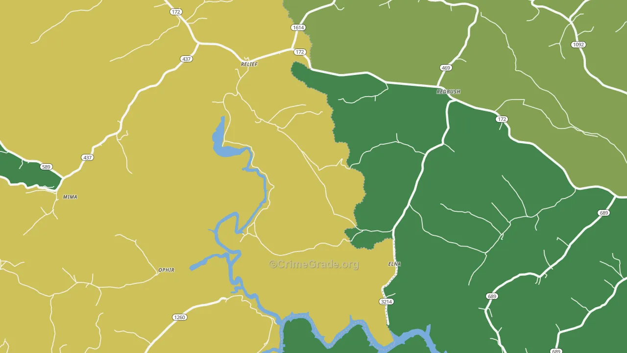 Relief, KY Map of Vehicle Theft Rates