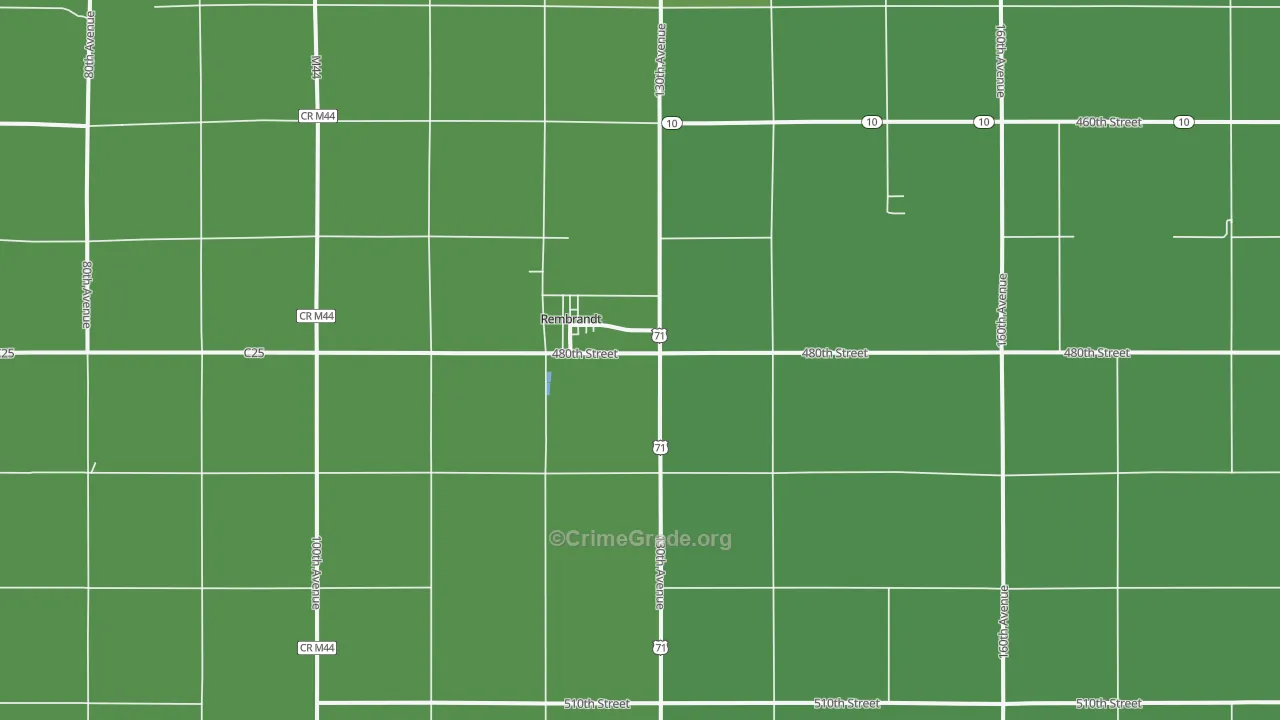 Rembrandt, IA Map of Vehicle Theft Rates