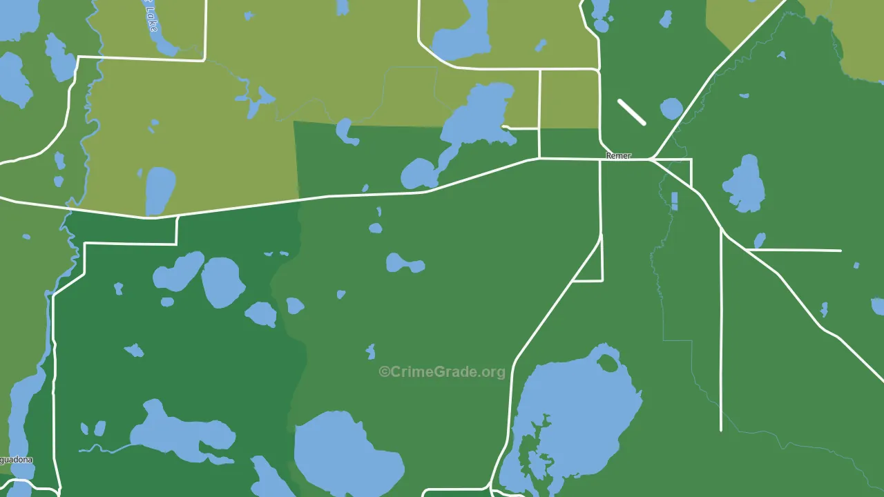 Remer, MN Map of Vehicle Theft Rates