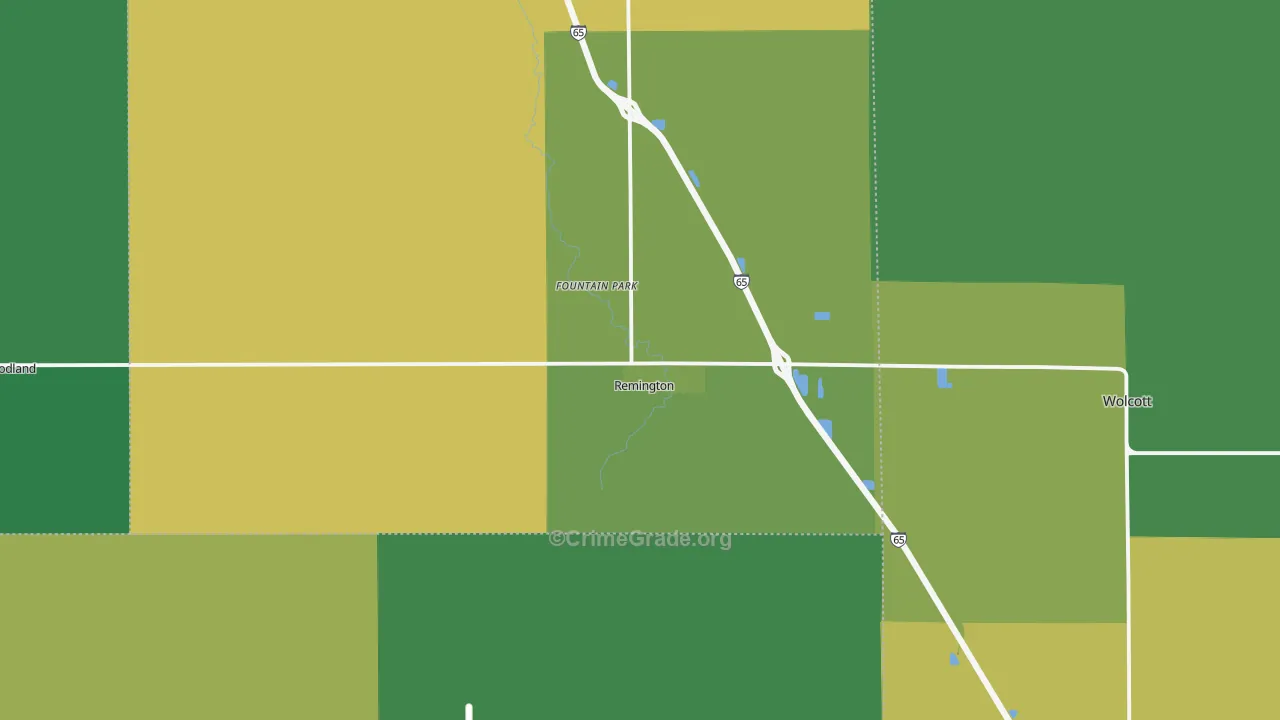 Remington, IN Map of Vehicle Theft Rates