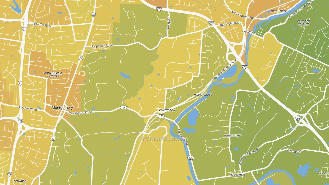 Remington, OH Map of Vehicle Theft Rates