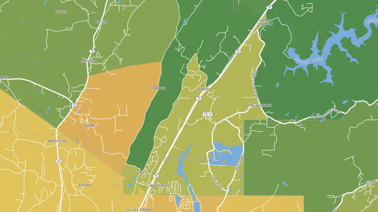 Remlap, AL Map of Vehicle Theft Rates
