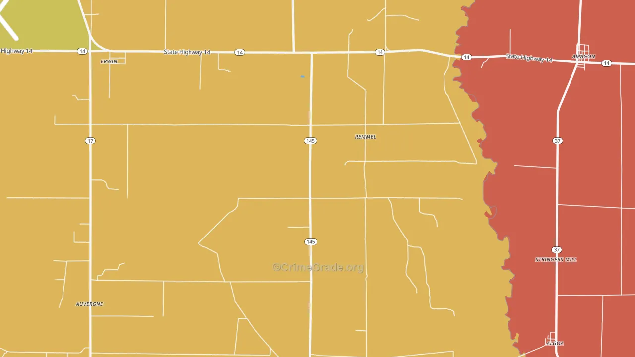 Remmel, AR Map of Vehicle Theft Rates