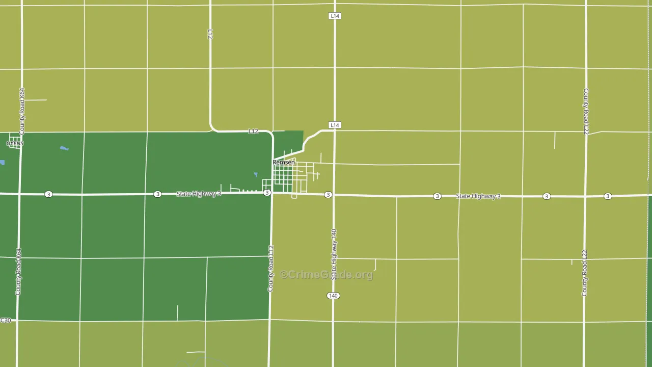 Remsen, IA Map of Vehicle Theft Rates