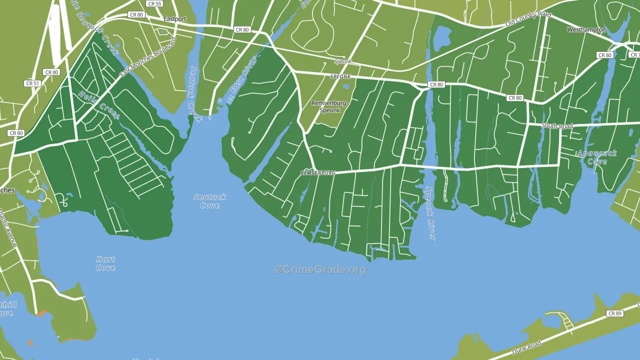 Remsenburg, NY Map of Vehicle Theft Rates