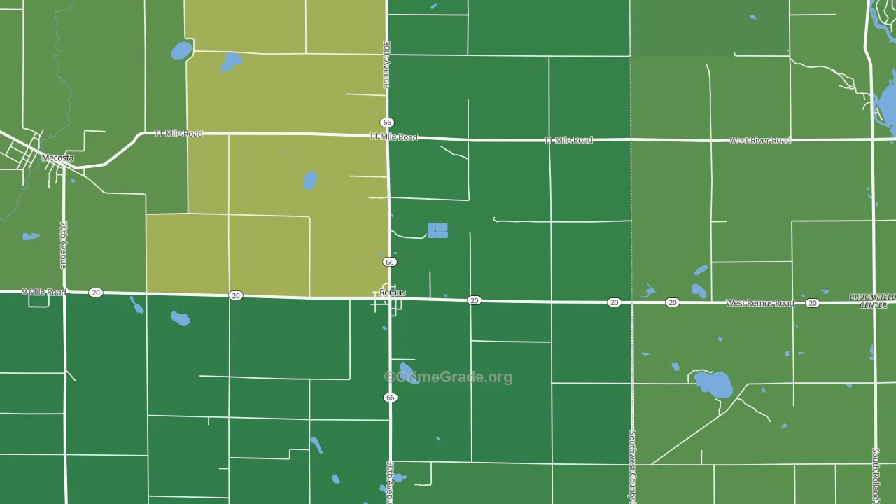 Remus, MI Map of Vehicle Theft Rates
