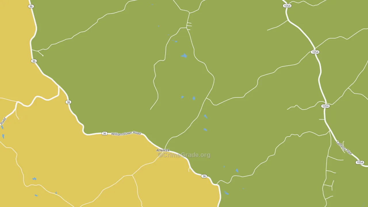Renaker, KY Map of Vehicle Theft Rates
