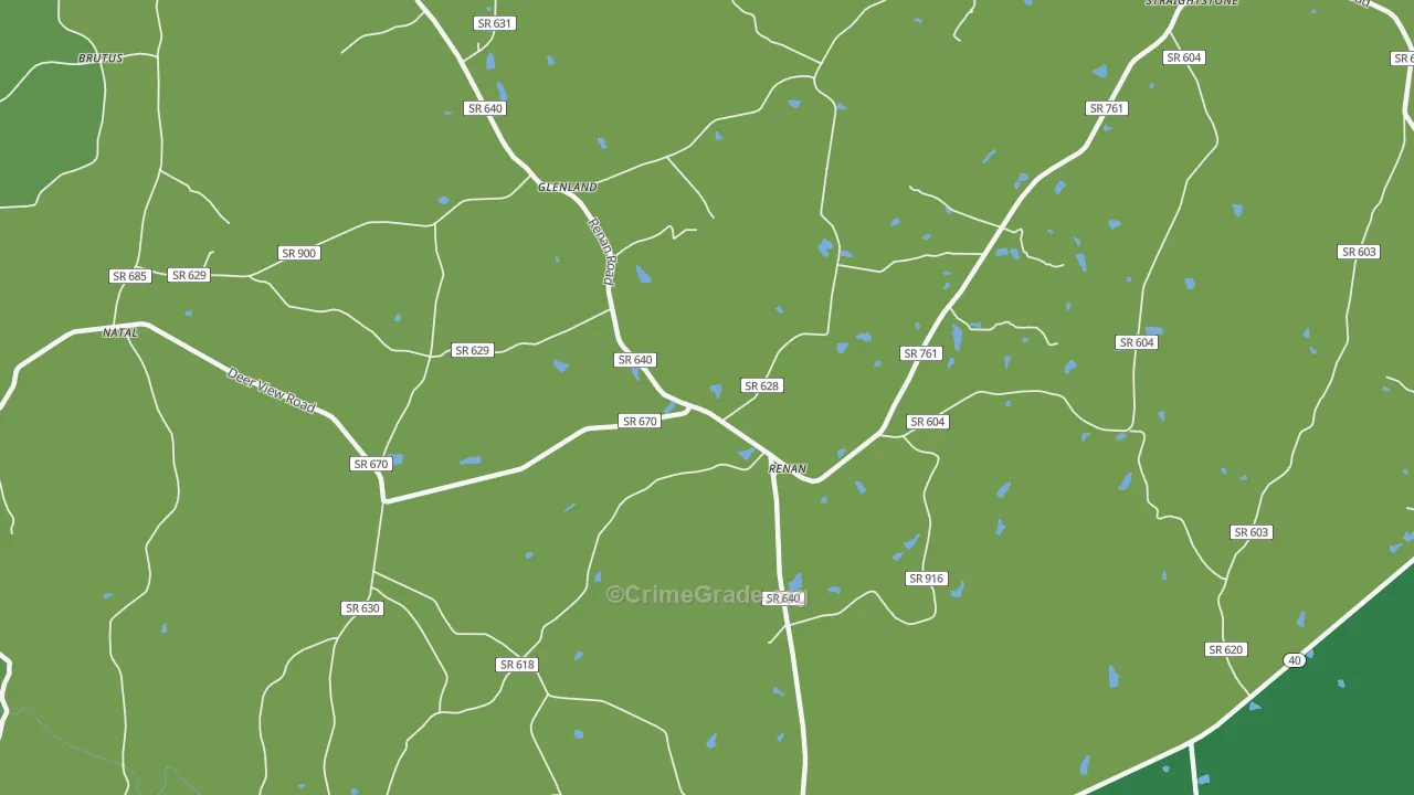 Renan, VA Map of Vehicle Theft Rates