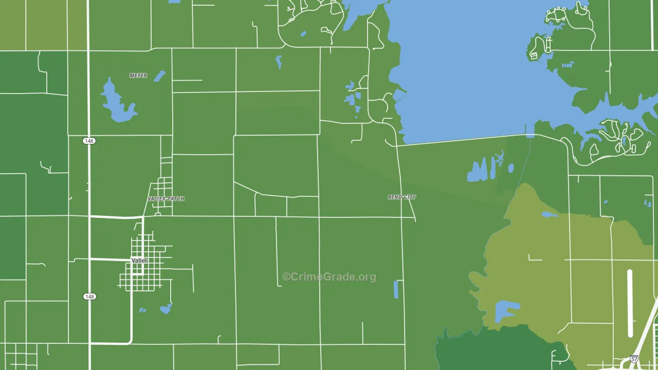Rend City, IL Map of Vehicle Theft Rates