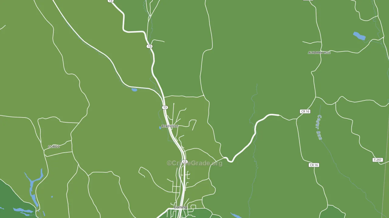 Rendville, OH Map of Vehicle Theft Rates
