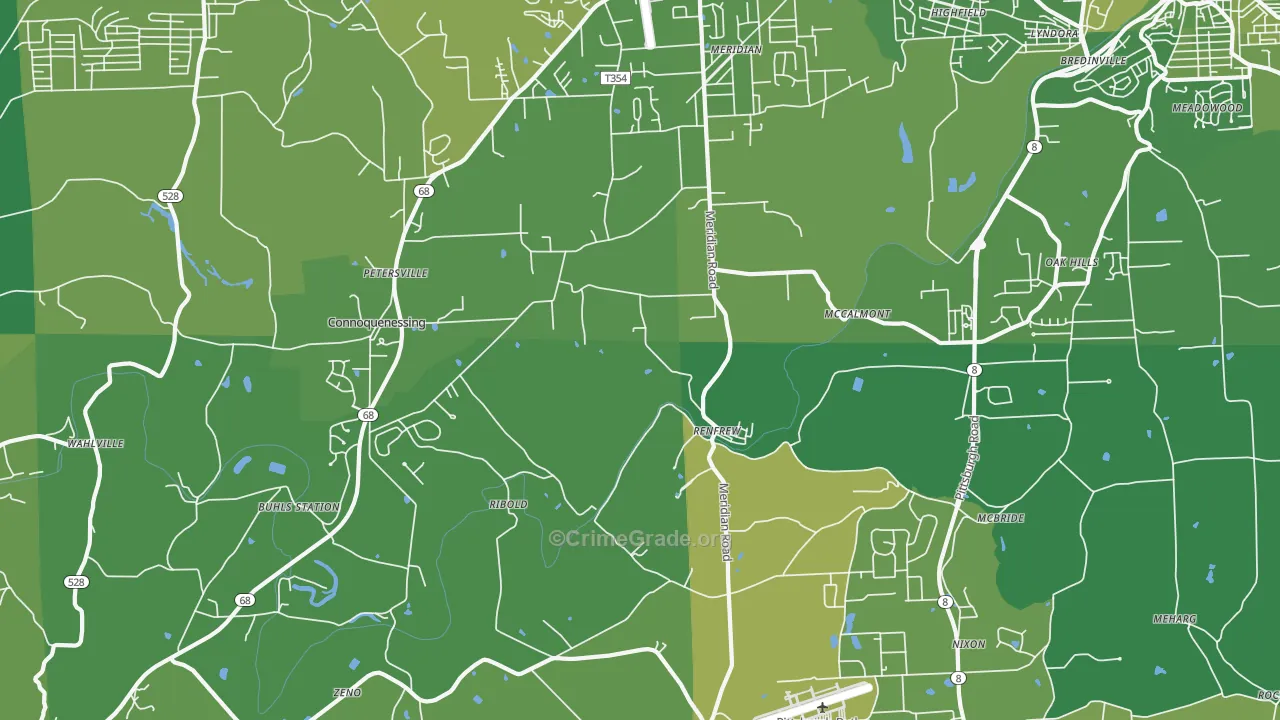 Renfrew, PA Map of Vehicle Theft Rates