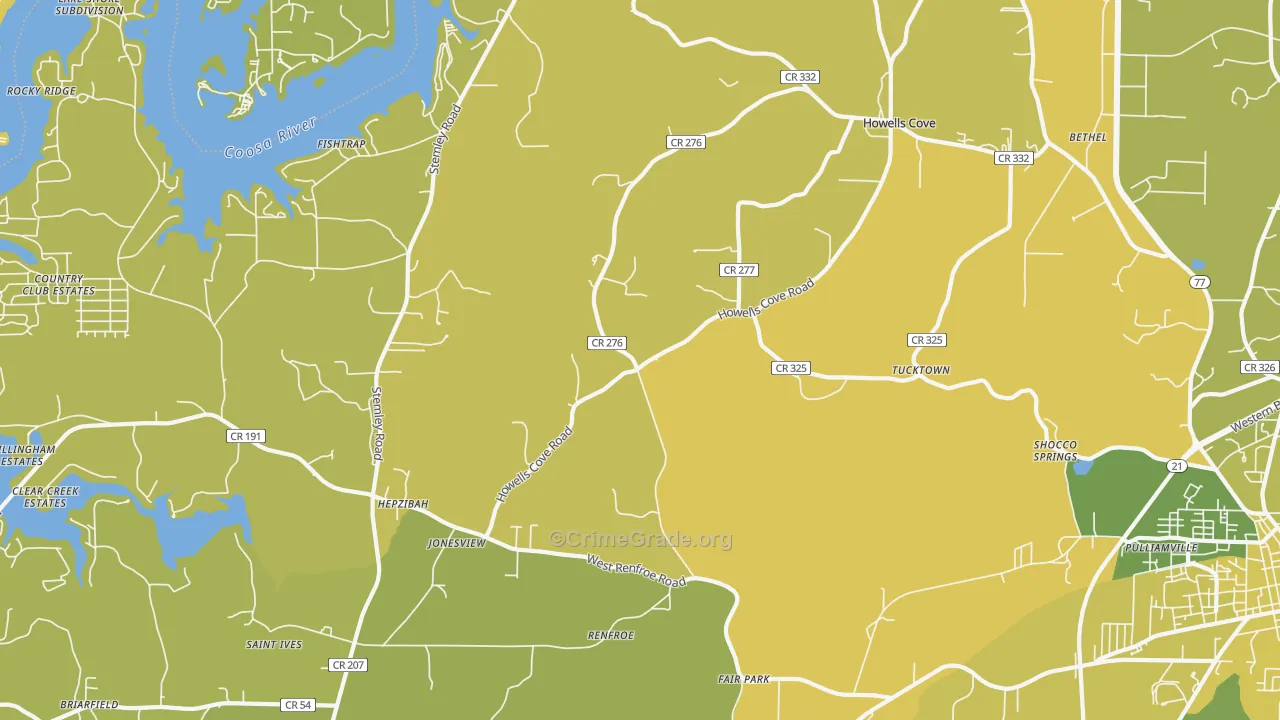Renfroe, AL Map of Vehicle Theft Rates