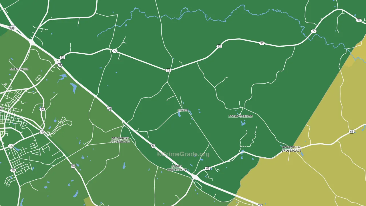 Renno, SC Map of Vehicle Theft Rates