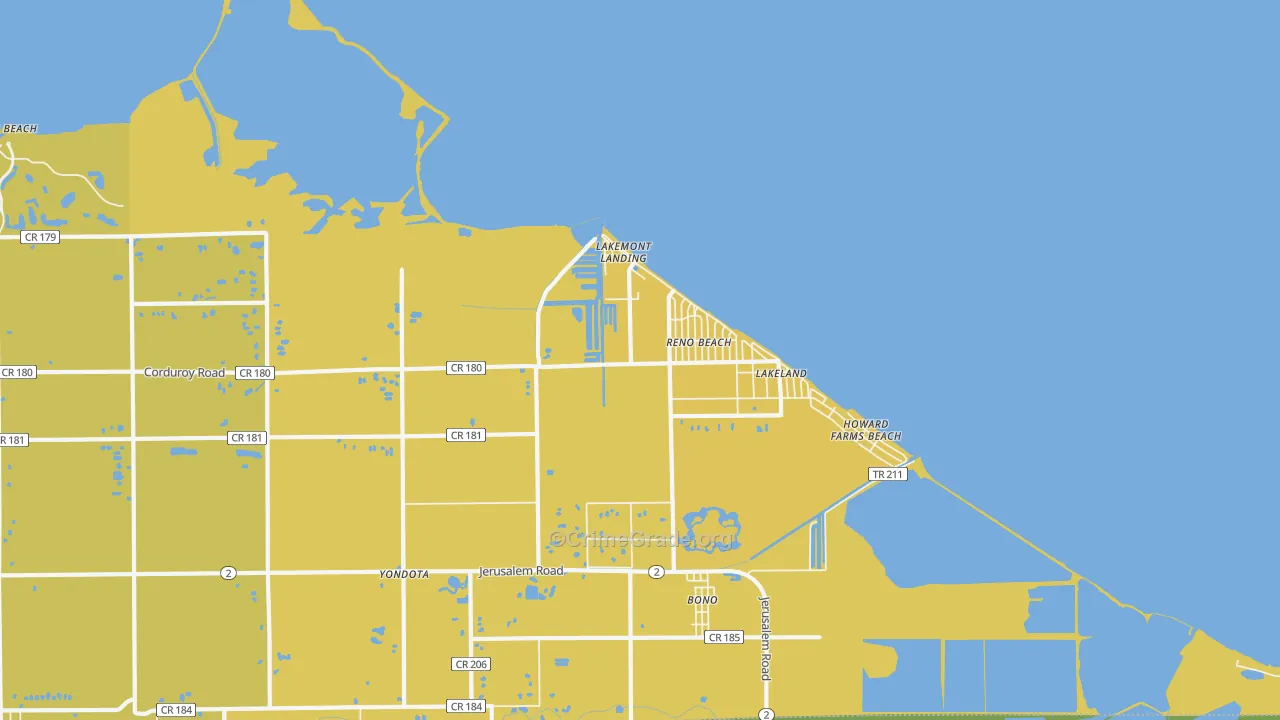 Reno Beach, OH Map of Vehicle Theft Rates