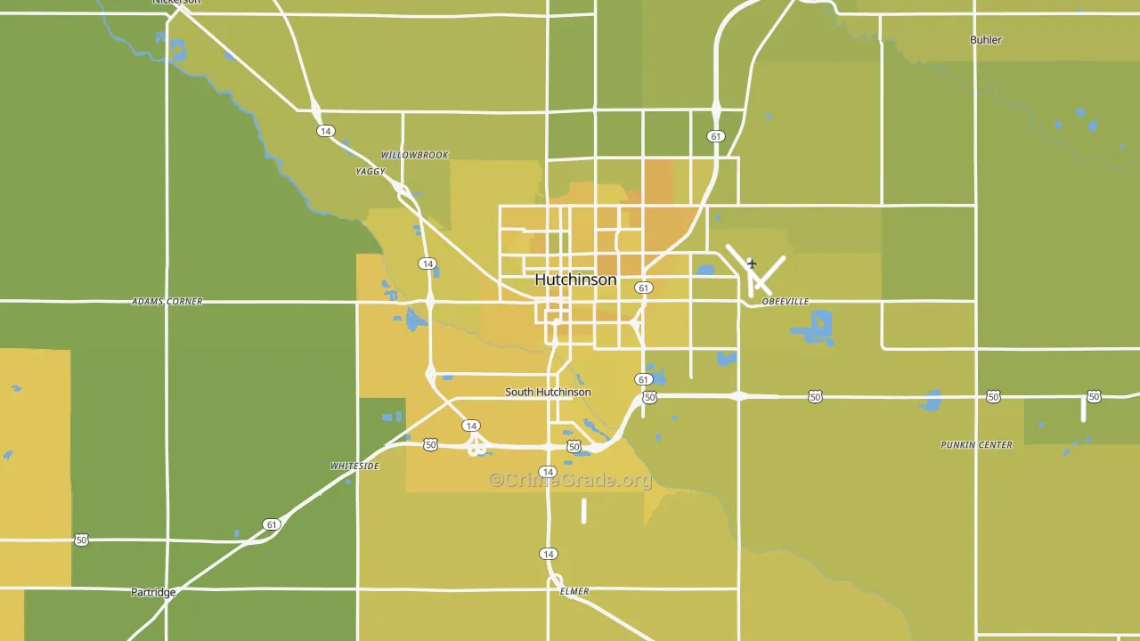 Reno County, KS Map of Vehicle Theft Rates