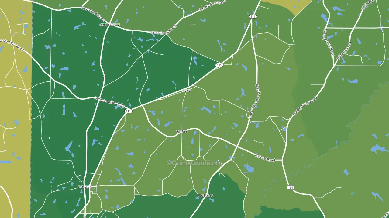 Reno, GA Map of Vehicle Theft Rates
