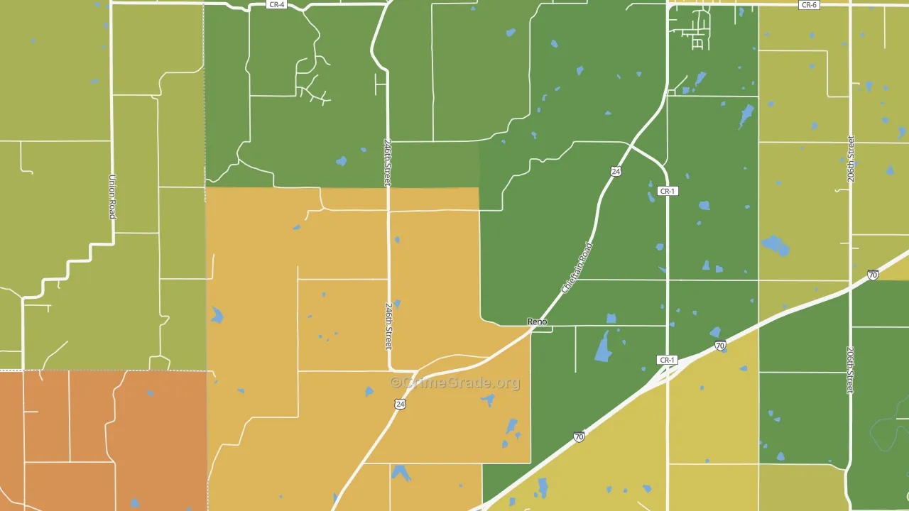 Reno, KS Map of Vehicle Theft Rates