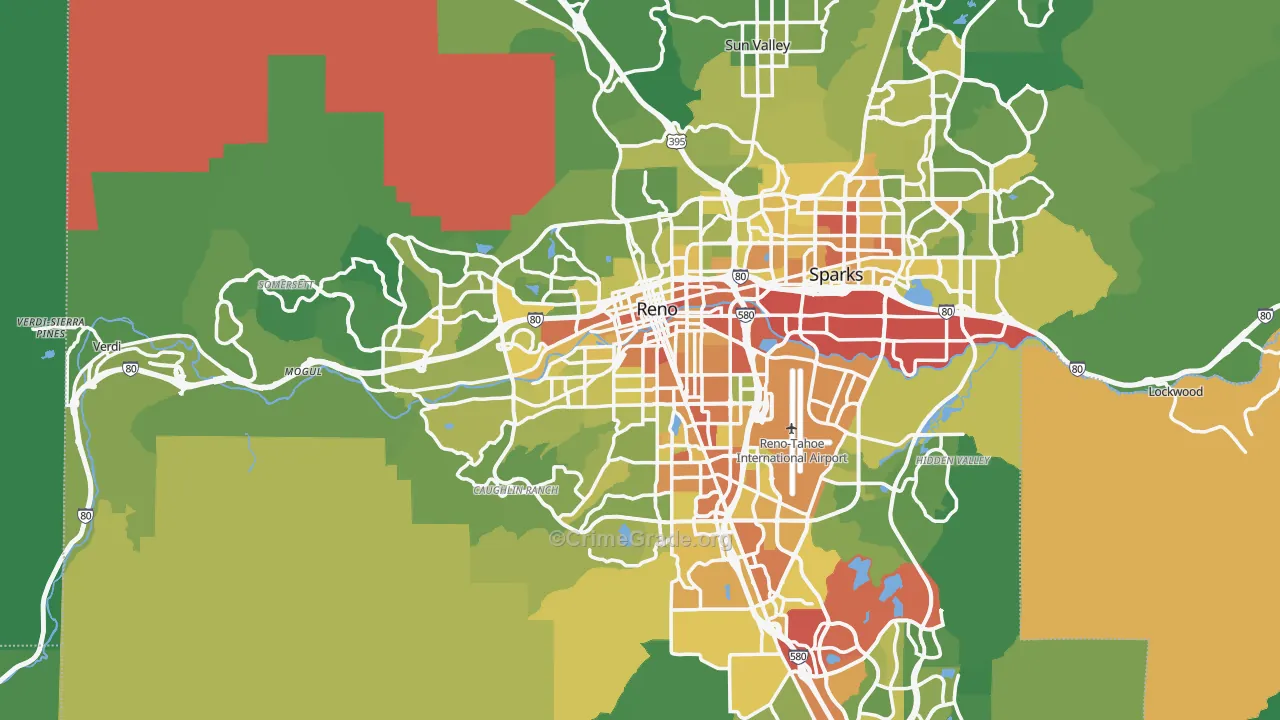 Reno, NV Map of Vehicle Theft Rates