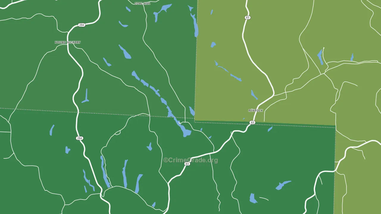 Renrock, OH Map of Vehicle Theft Rates