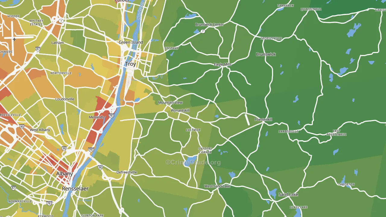 Rensselaer County, NY Map of Vehicle Theft Rates