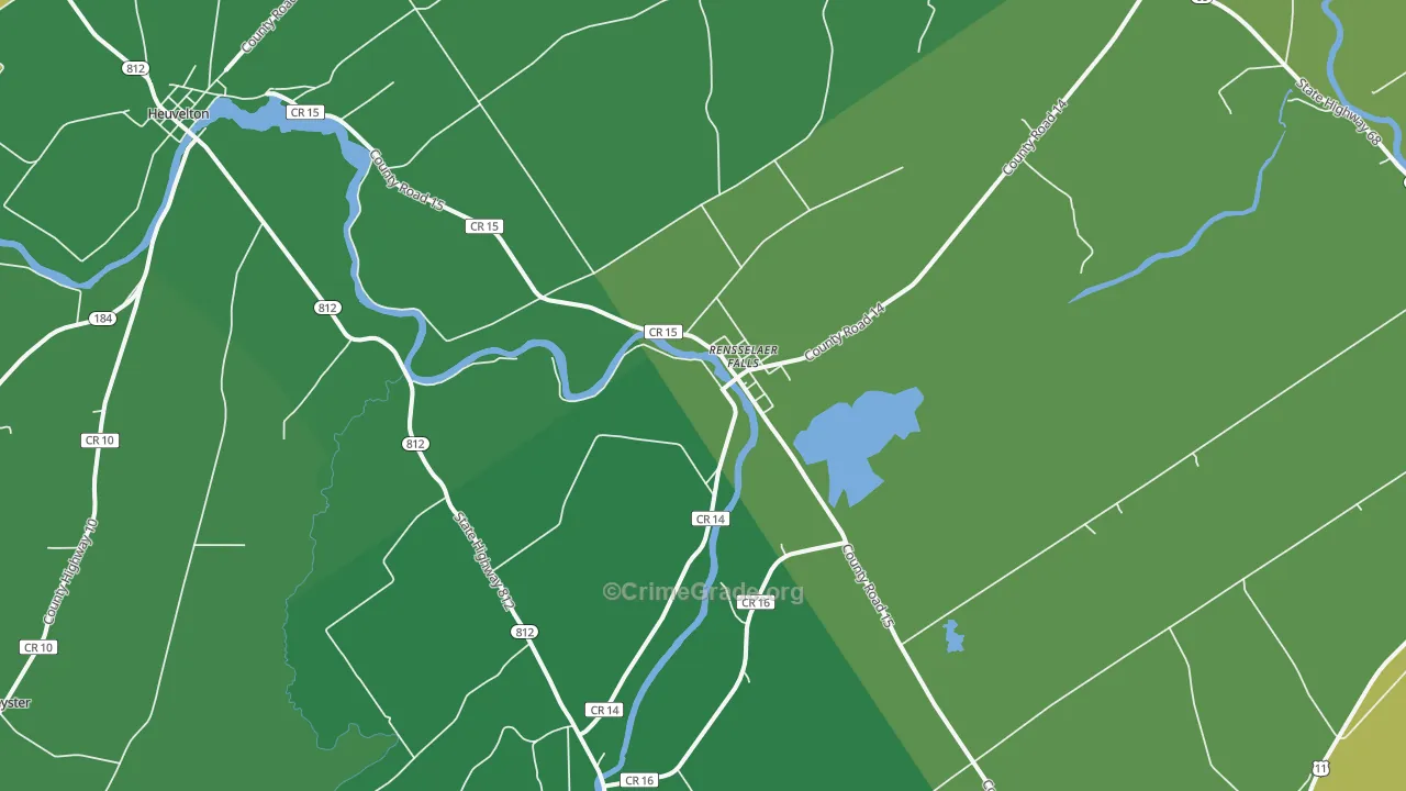 Rensselaer Falls, NY Map of Vehicle Theft Rates