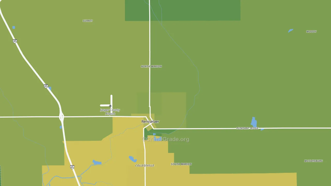 Rensselaer, IN Map of Vehicle Theft Rates