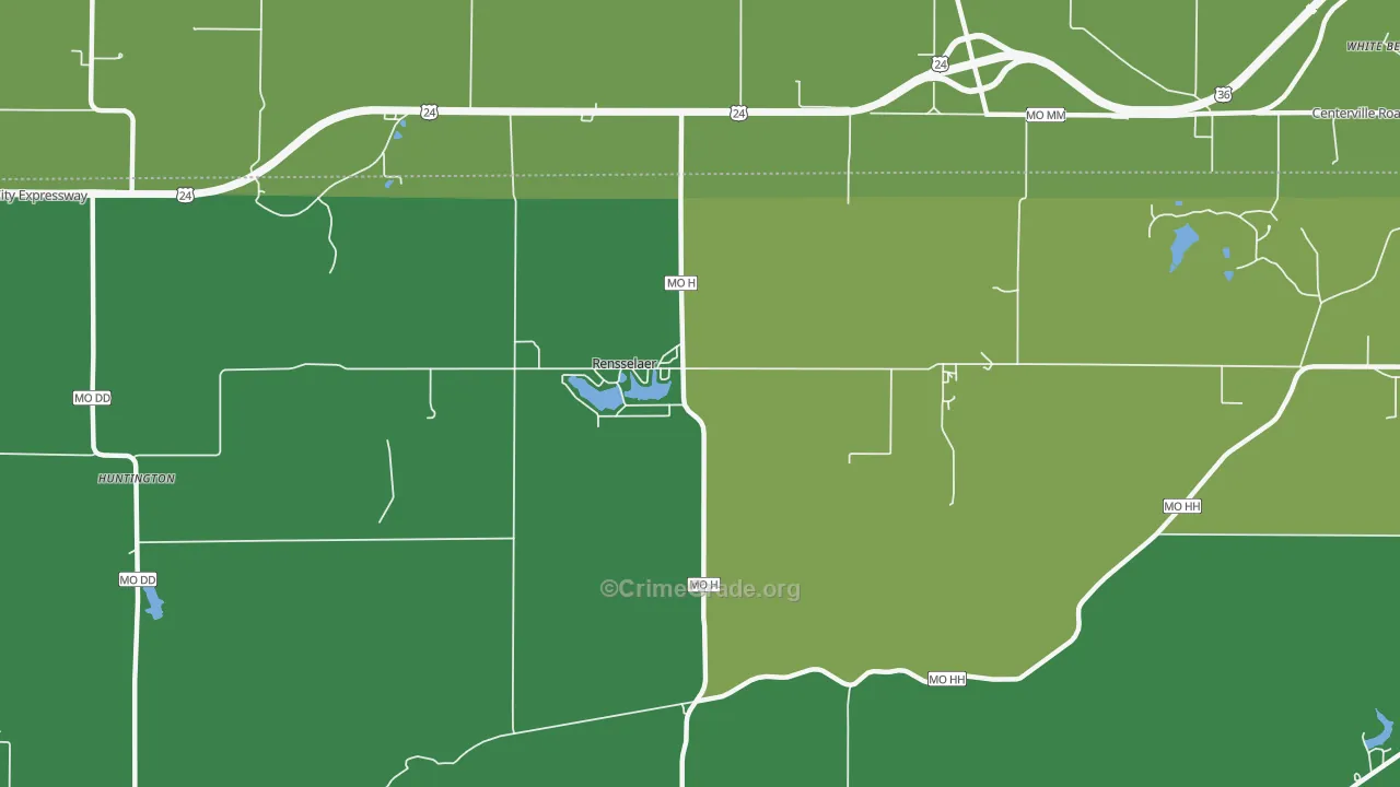 Rensselaer, MO Map of Vehicle Theft Rates