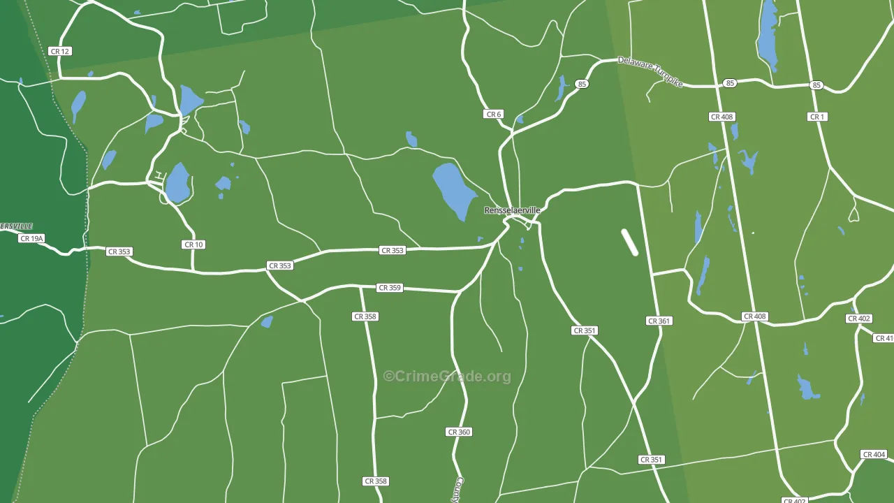 Rensselaerville, NY Map of Vehicle Theft Rates