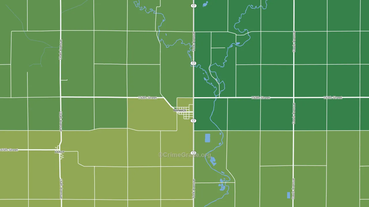 Renwick, IA Map of Vehicle Theft Rates