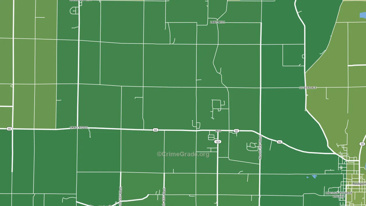 Reo, IN Map of Vehicle Theft Rates