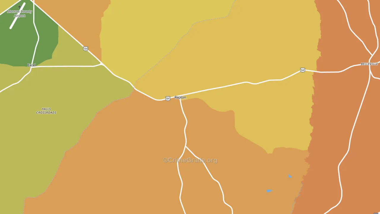 Repton, AL Map of Vehicle Theft Rates