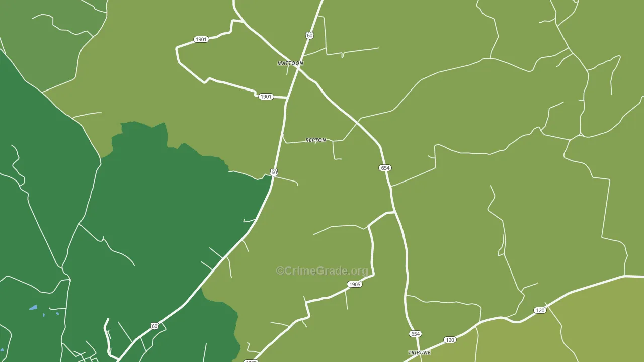 Repton, KY Map of Vehicle Theft Rates