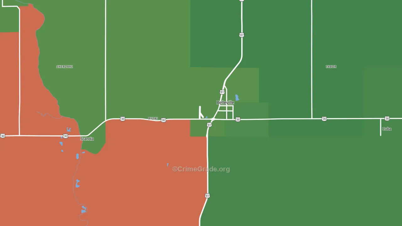 Republic County, KS Map of Vehicle Theft Rates