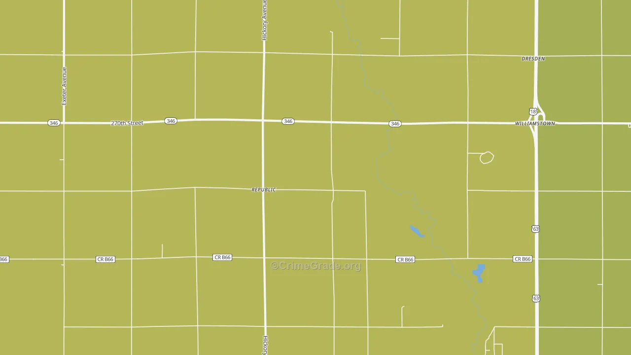 Republic, IA Map of Vehicle Theft Rates