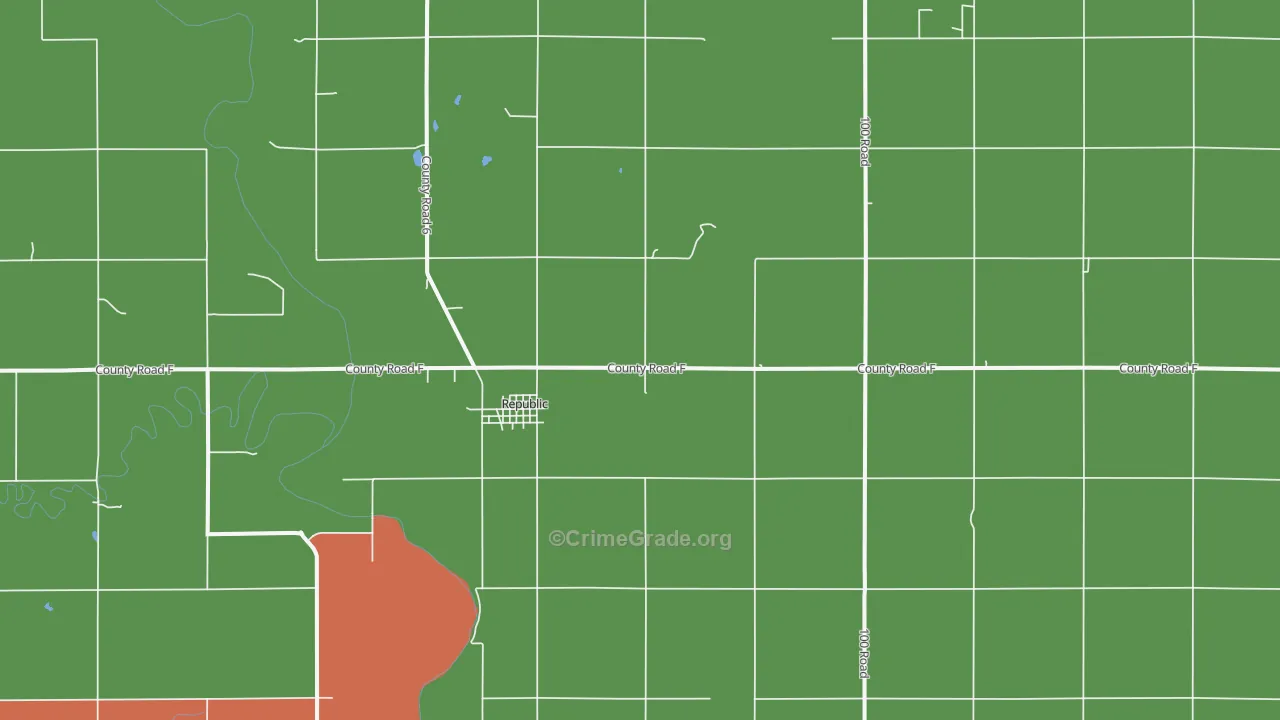 Republic, KS Map of Vehicle Theft Rates