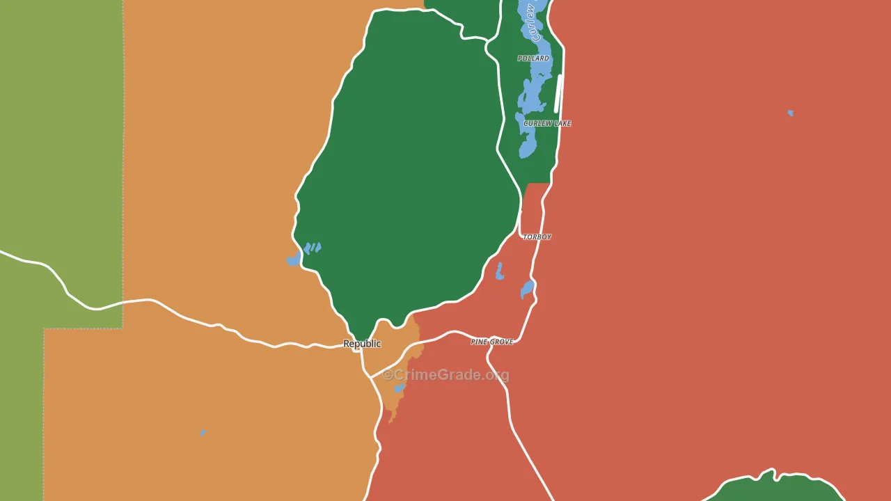 Republic, WA Map of Vehicle Theft Rates