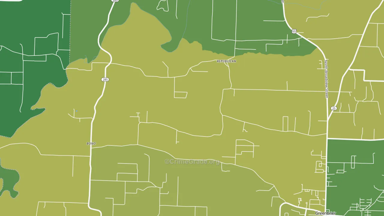 Republican, AR Map of Vehicle Theft Rates