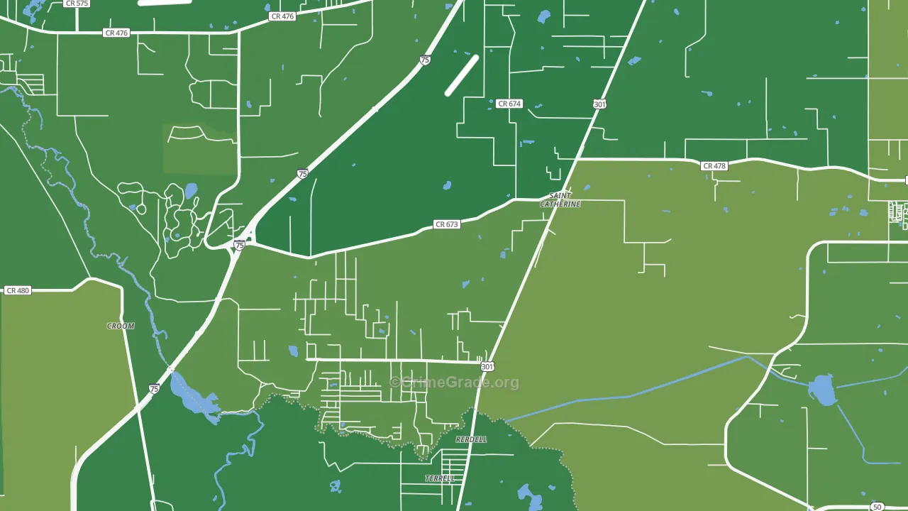 Rerdell, FL Map of Vehicle Theft Rates
