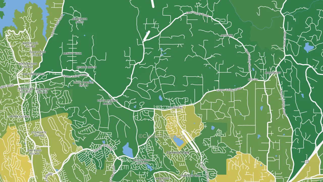 Rescue, CA Map of Vehicle Theft Rates